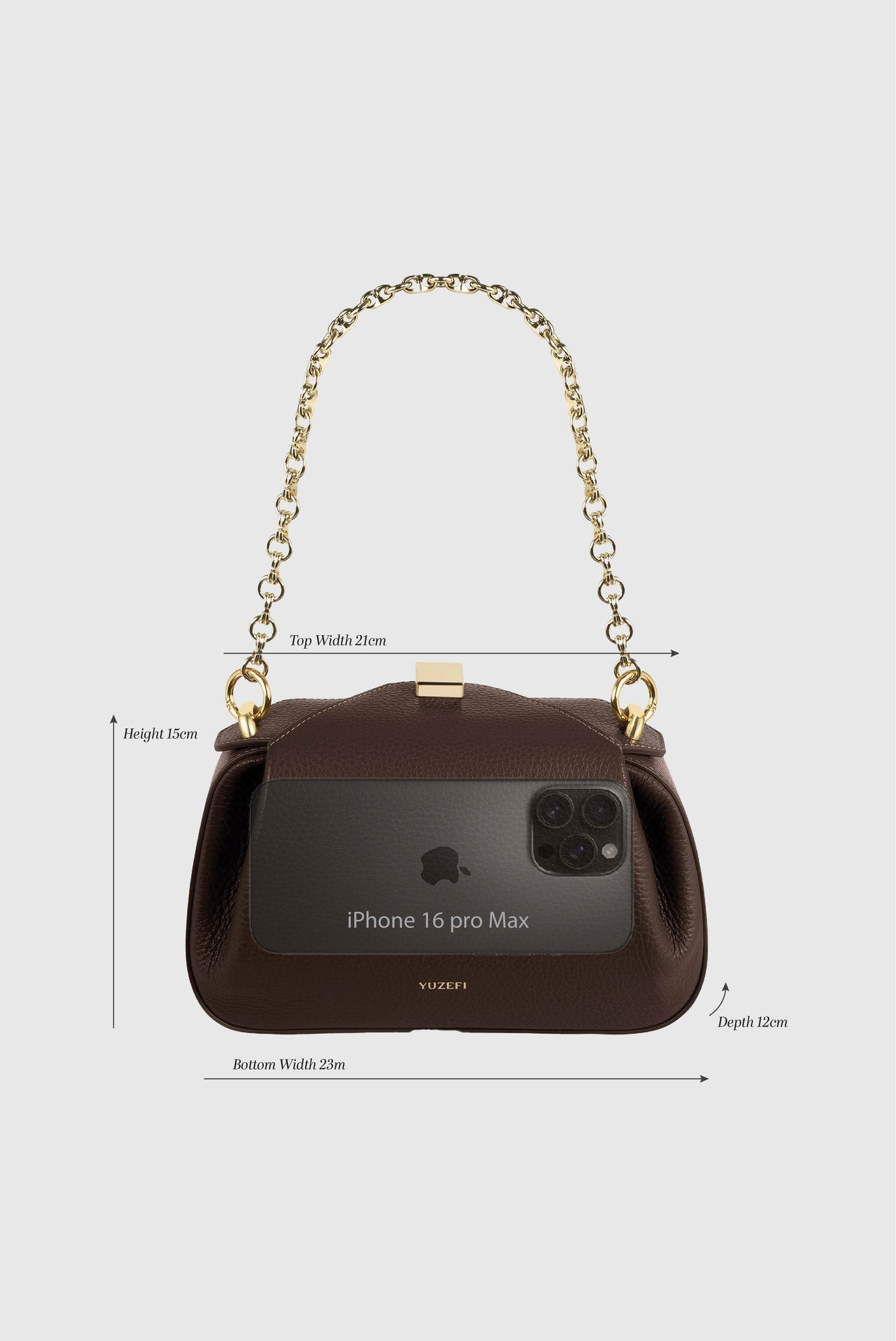 Oyster Clutch Mini Black Pebble Grain Leather - Yuzefi