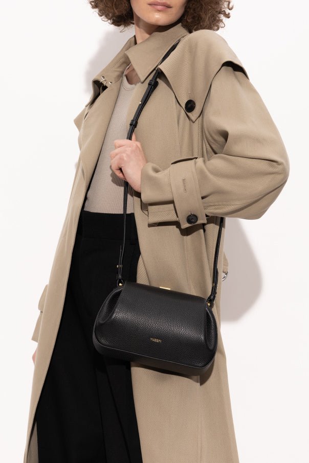 Oyster Clutch Mini Black Pebble Grain Leather - Yuzefi