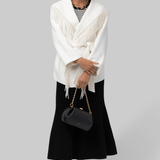 Oyster Clutch Mini Black Pebble Grain Leather - Yuzefi