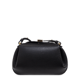 Oyster Clutch Mini Black Pebble Grain Leather - Yuzefi