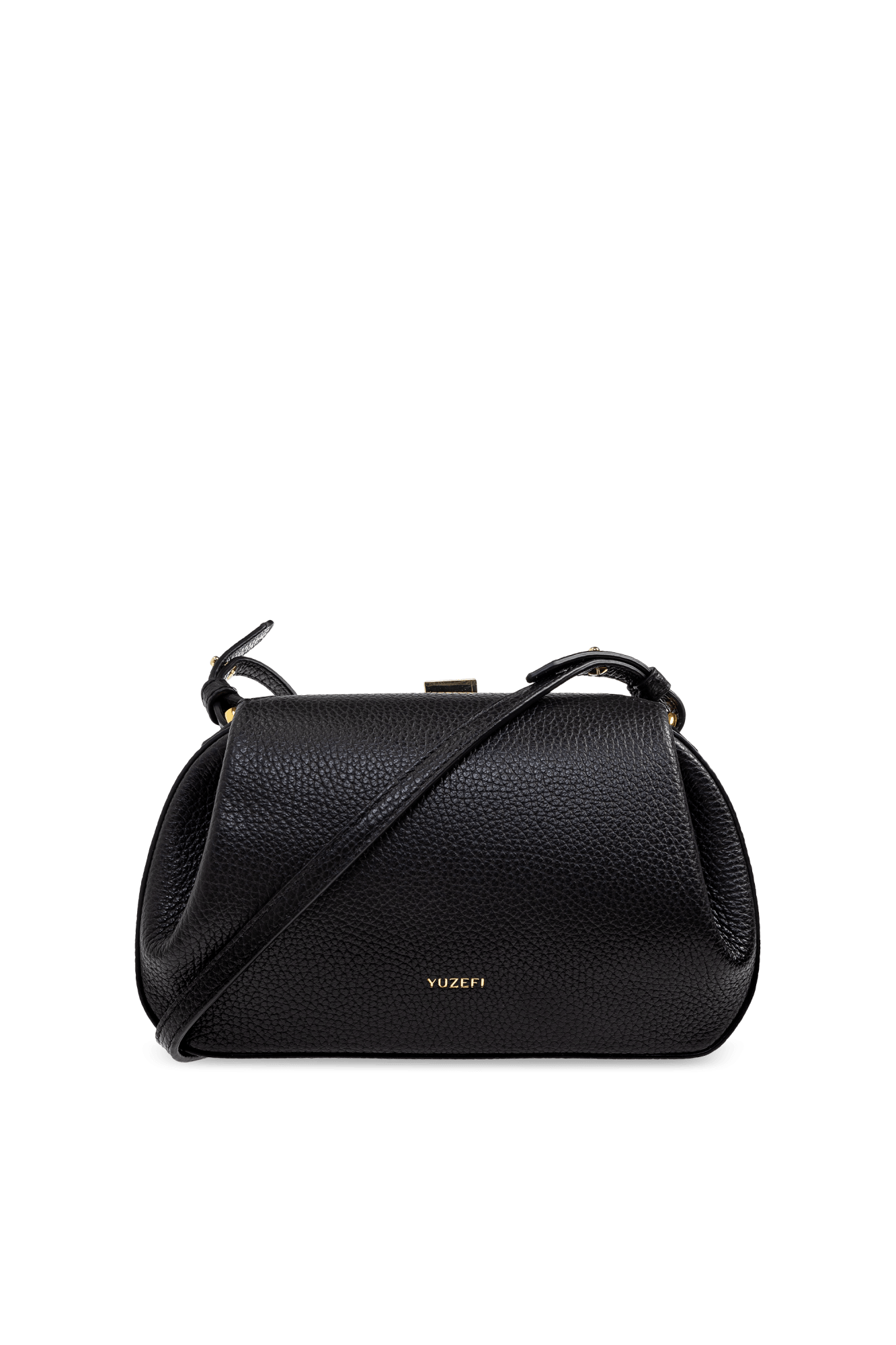 Oyster Clutch Mini Black Pebble Grain Leather - Yuzefi