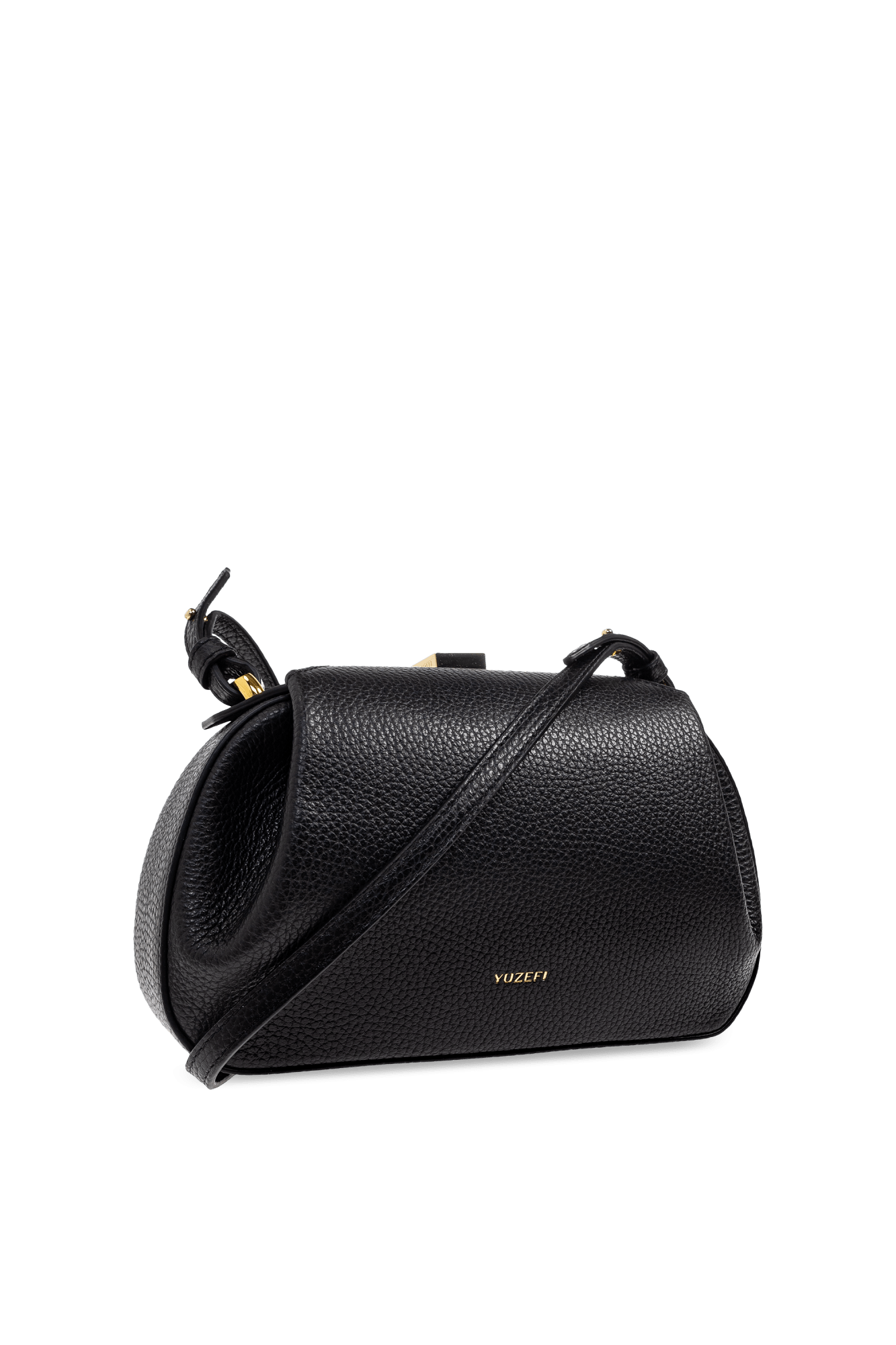 Oyster Clutch Mini Black Pebble Grain Leather - Yuzefi