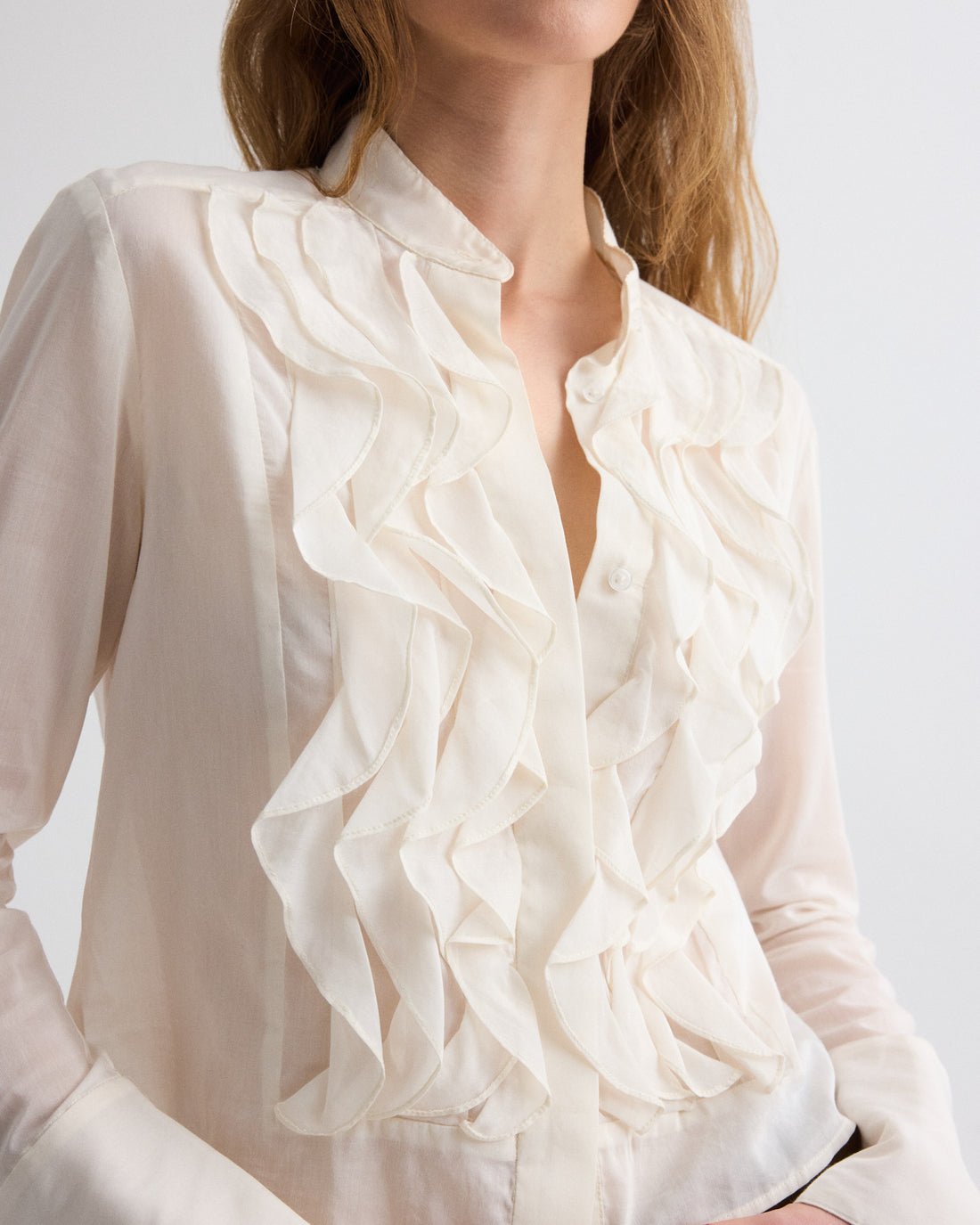 Patti White Ruffle Blouse - TWP
