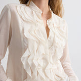 Patti White Ruffle Blouse - TWP
