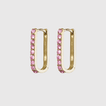 Pink Sapphire Small Paperclip Hoop Earrings - Lee Jones Collection