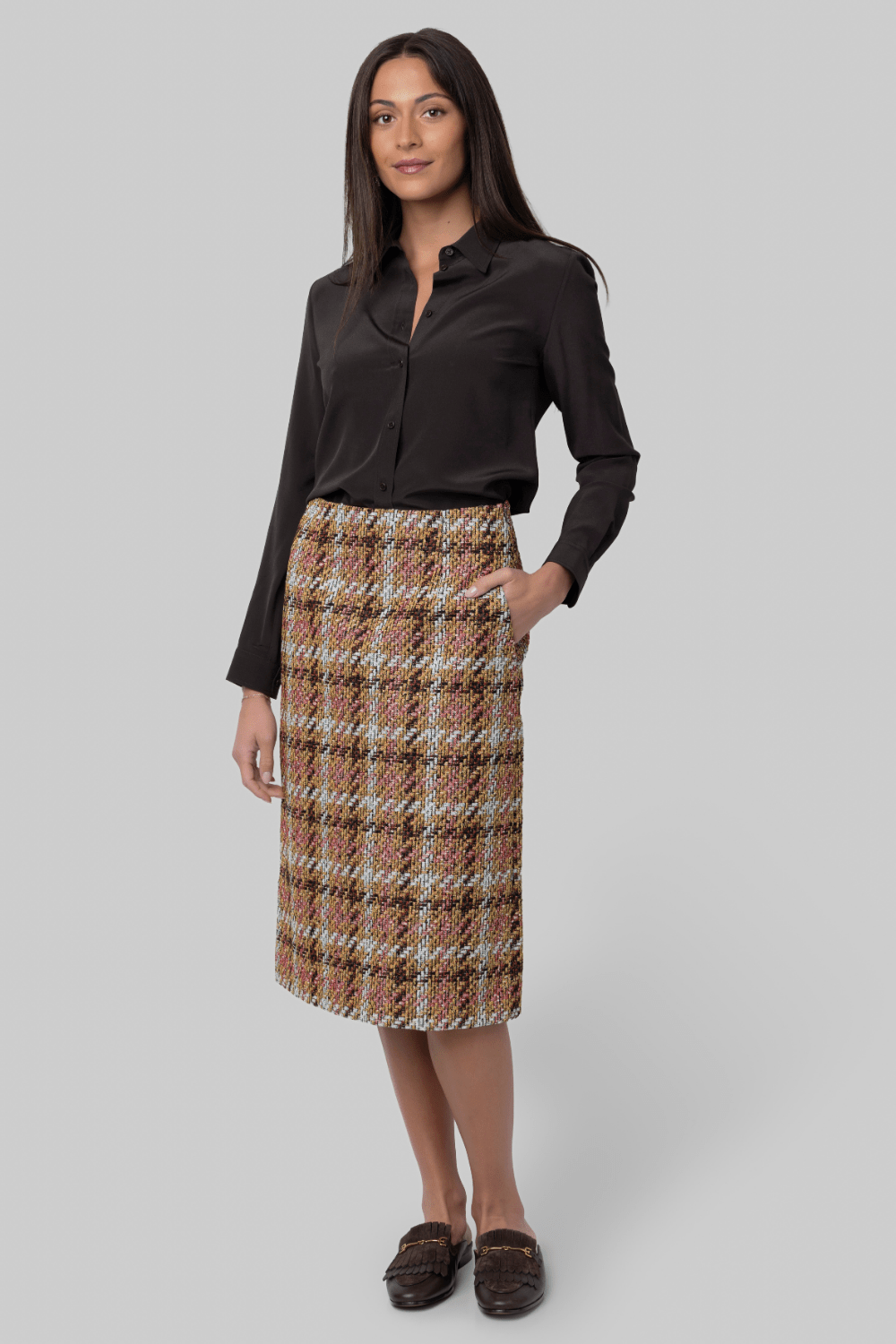 Plaid Pencil Skirt - Odeeh