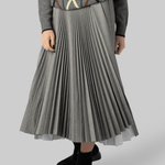 Pleated Gray Midi Skirt - Plan C