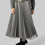 Pleated Gray Midi Skirt - Plan C