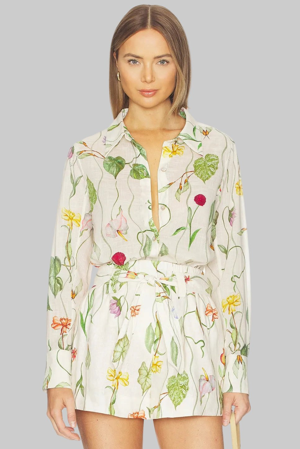 Relaxed Floral Button Down Shirt - Cara Cara