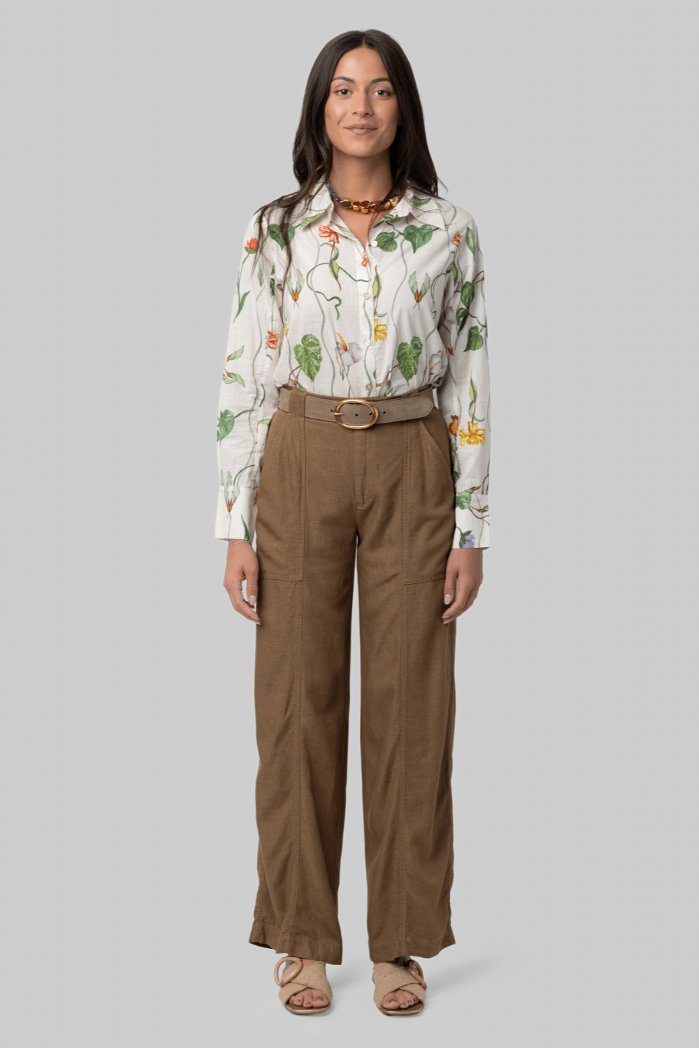 Relaxed Floral Button Down Shirt - Cara Cara