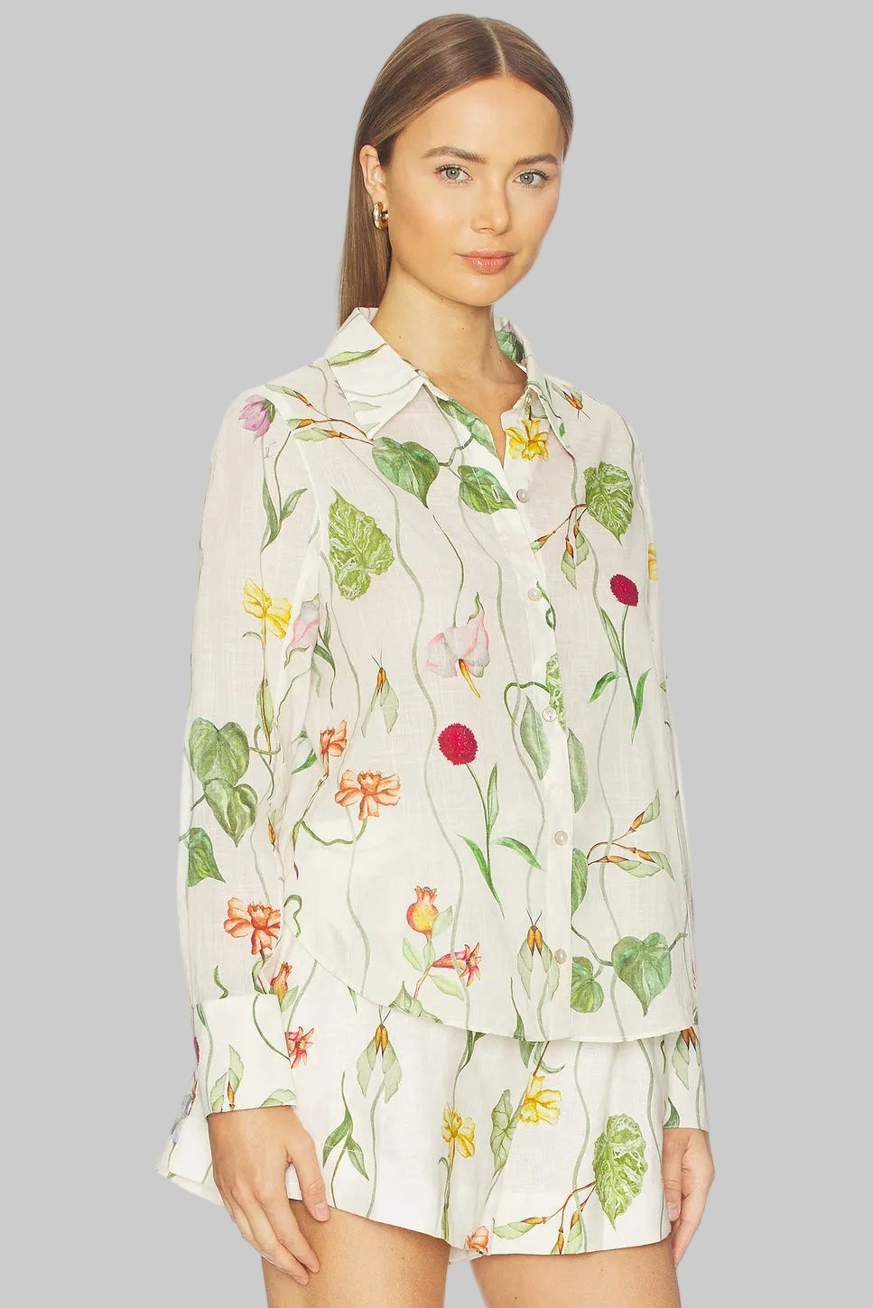 Relaxed Floral Button Down Shirt - Cara Cara
