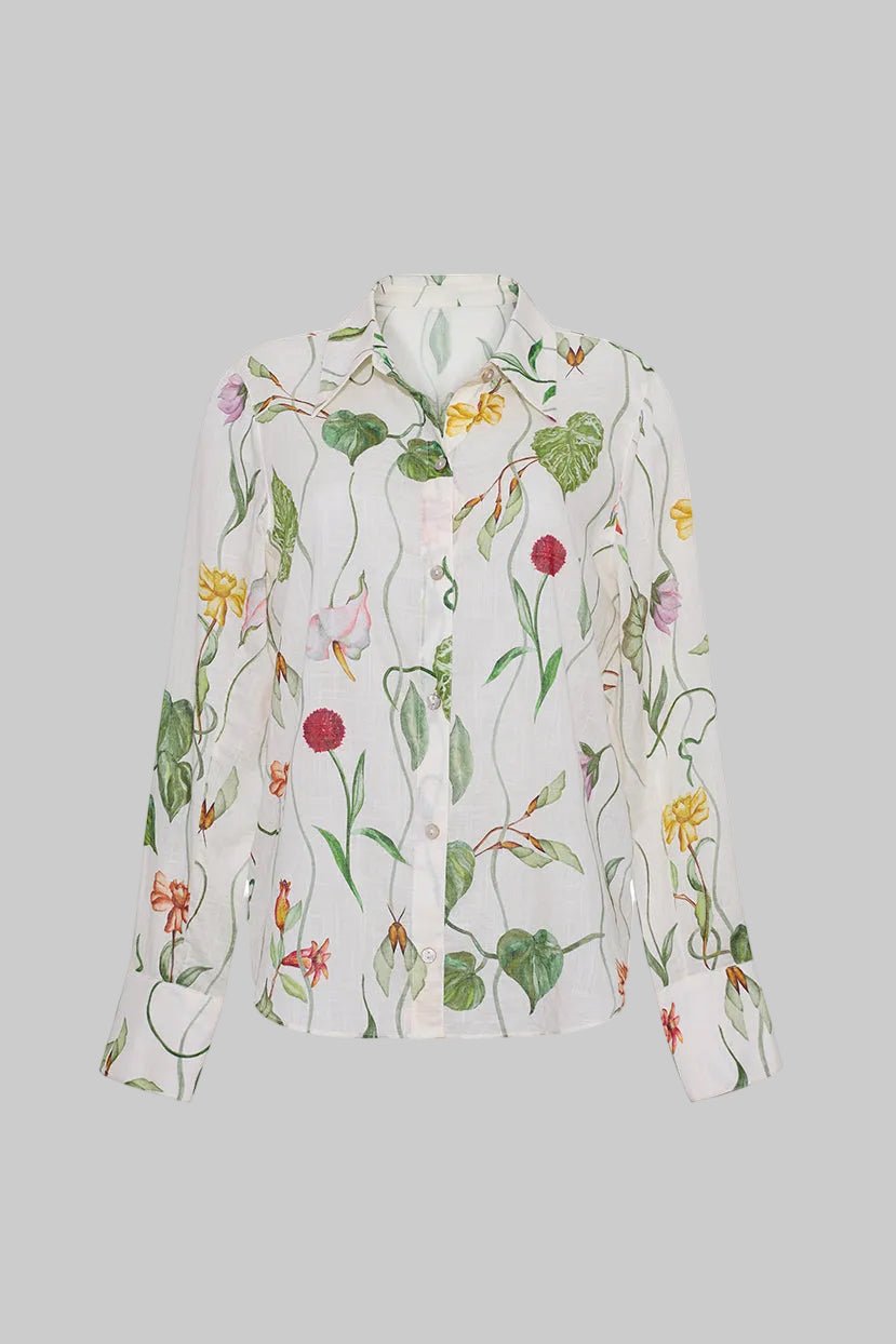 Relaxed Floral Button Down Shirt - Cara Cara