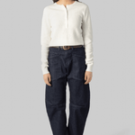 Ribbed Henley - White + Warren