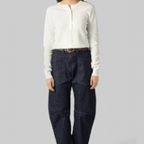 Ribbed Henley - White + Warren