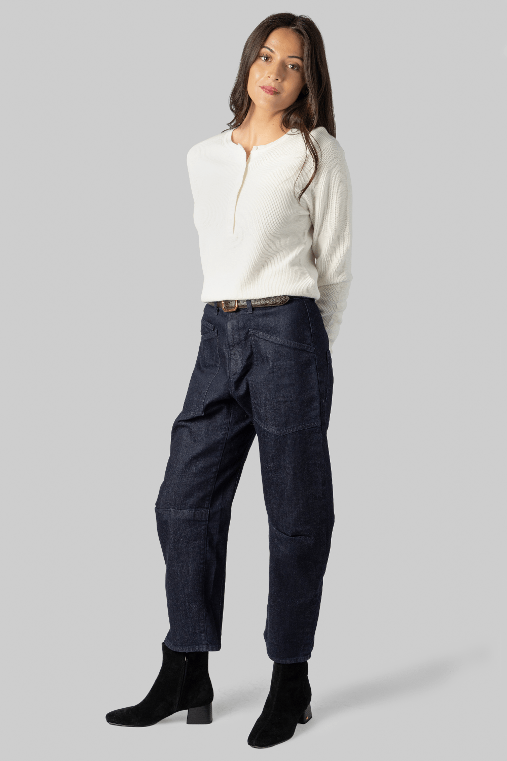 Ribbed Henley - White + Warren