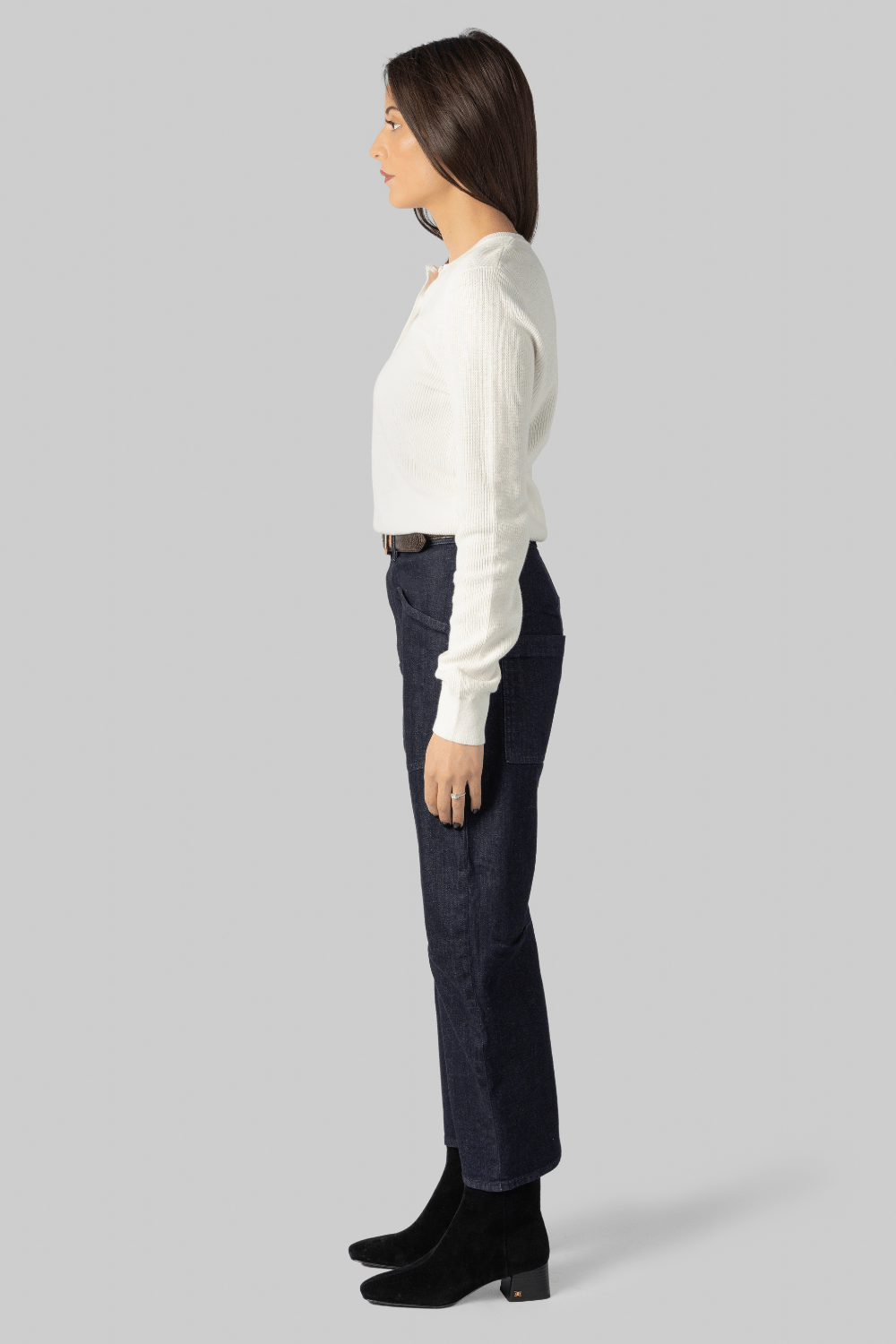 Ribbed Henley - White + Warren