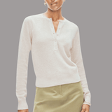 Ribbed Henley - White + Warren