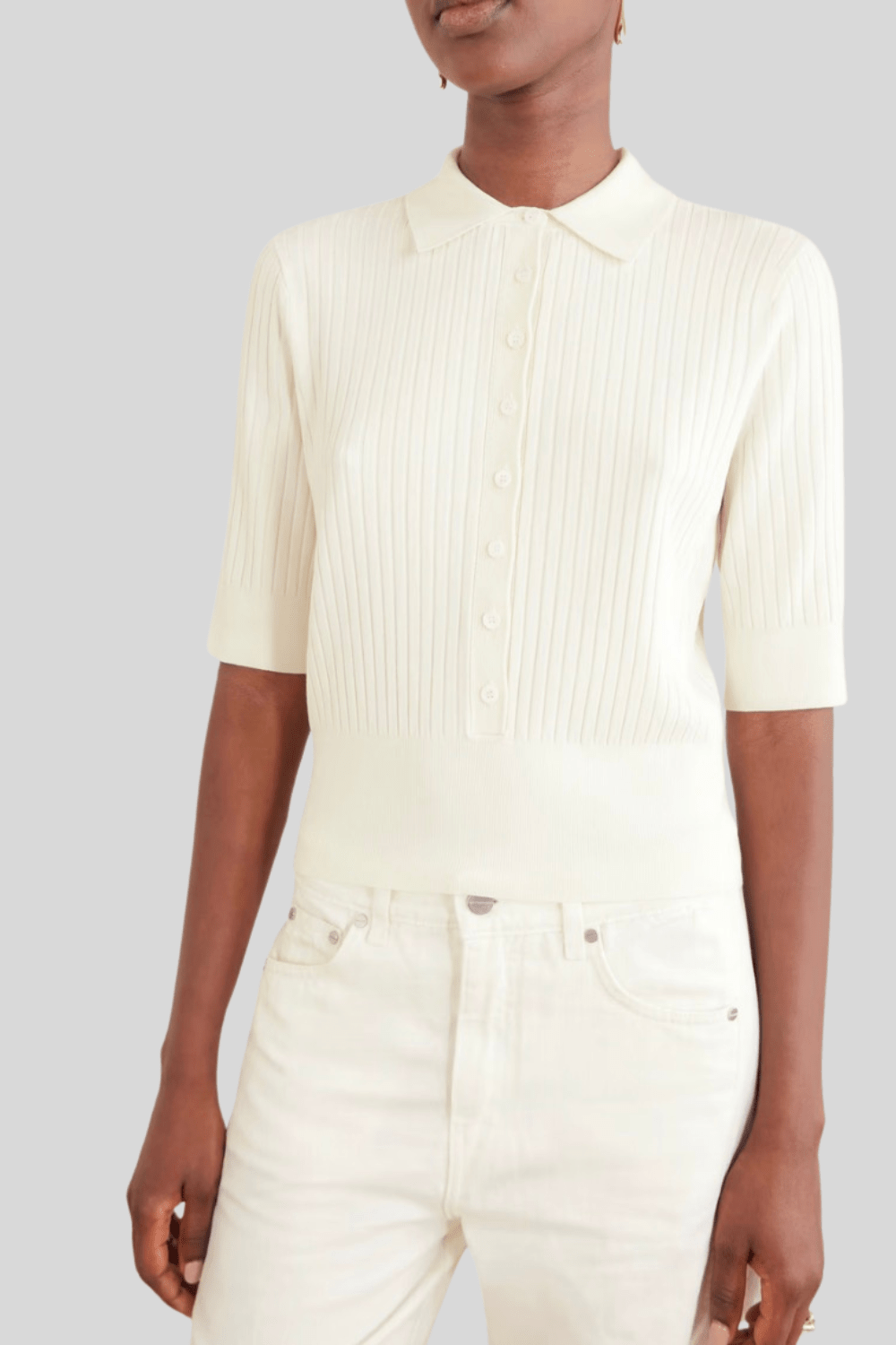 Ribbed Short Sleeve Knit Top - TWP