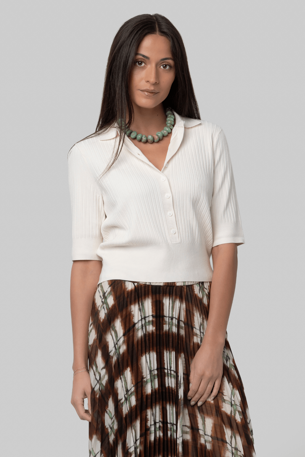 Ribbed Short Sleeve Knit Top - TWP