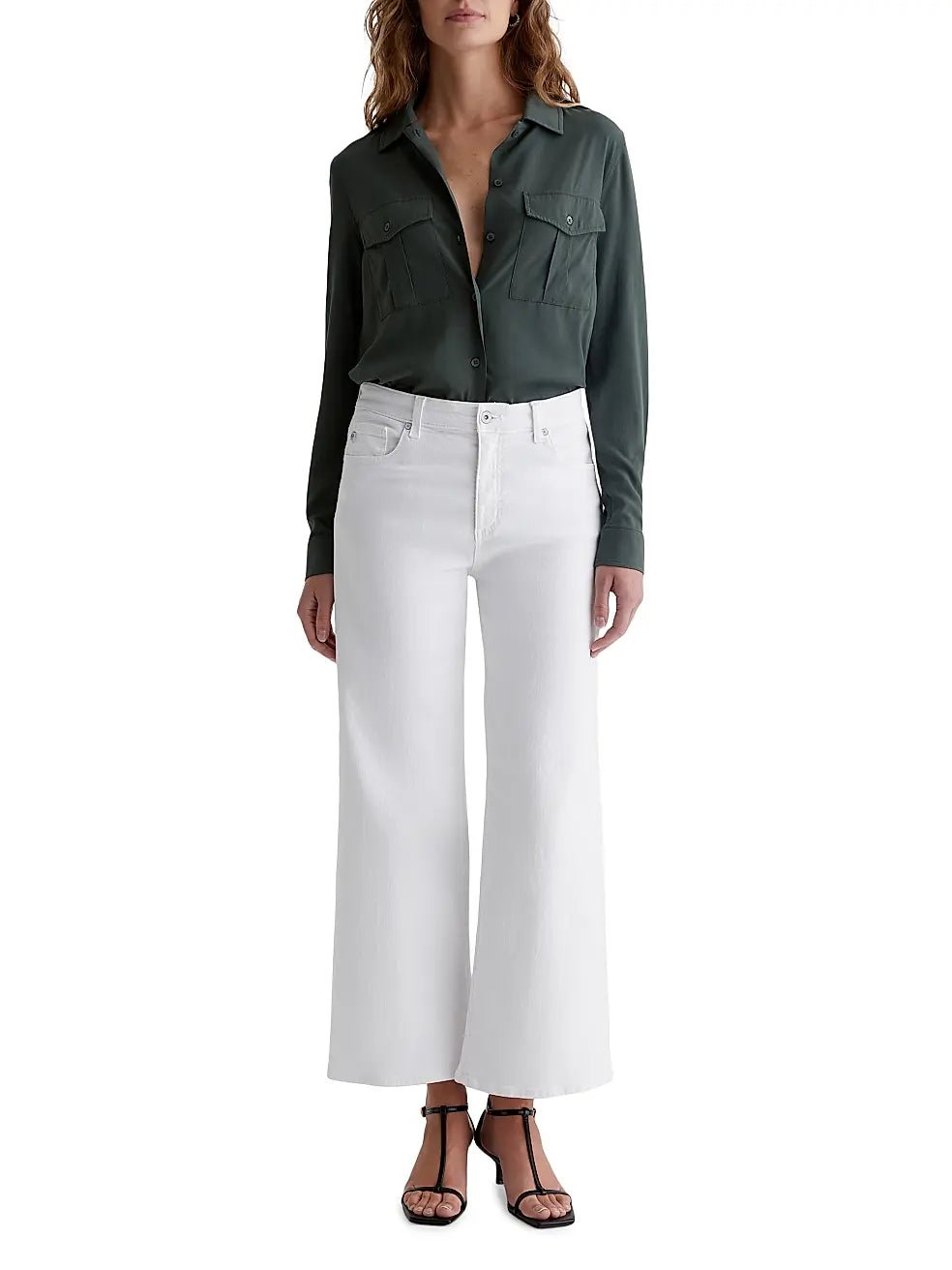 Saige Wide - Leg Crop White Jean - AG