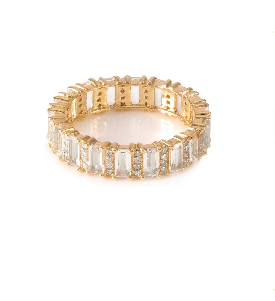 Samira 13 White Topaz Baguette Diamond Eternity Band Ring - The Posh Peacock