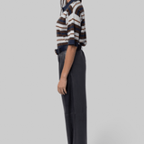Short Sleeve Polo Sweater with Stripes - TWP