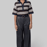 Short Sleeve Polo Sweater with Stripes - TWP