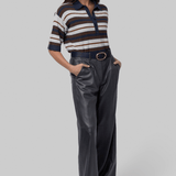 Short Sleeve Polo Sweater with Stripes - TWP