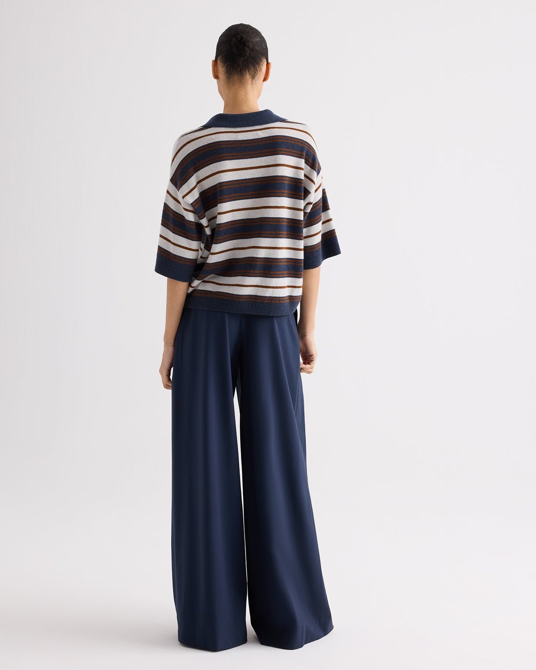 Short Sleeve Polo Sweater with Stripes - TWP