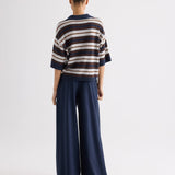 Short Sleeve Polo Sweater with Stripes - TWP