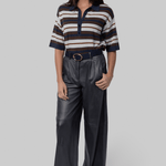 Short Sleeve Polo Sweater with Stripes - TWP