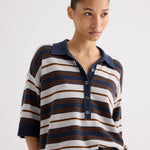 Short Sleeve Polo Sweater with Stripes - TWP
