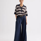 Short Sleeve Polo Sweater with Stripes - TWP