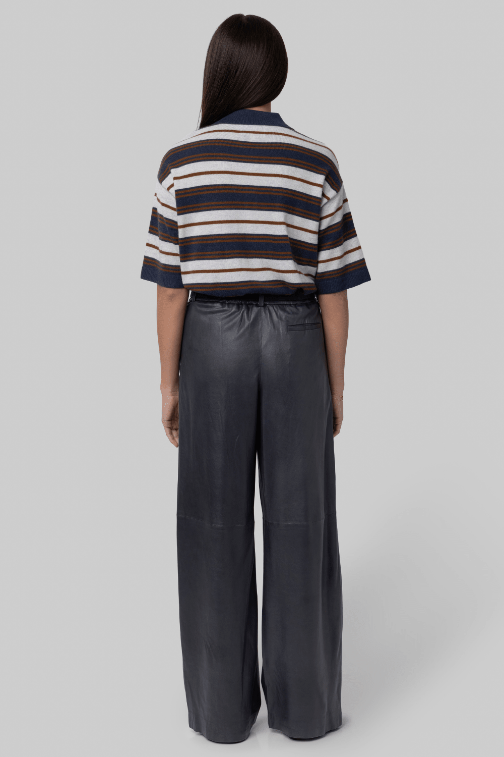Short Sleeve Polo Sweater with Stripes - TWP