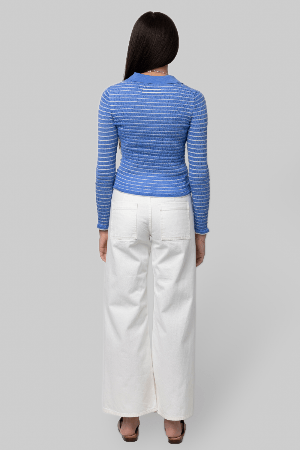 Smocked Long Sleeve Shrunken Polo - Guest In Residence