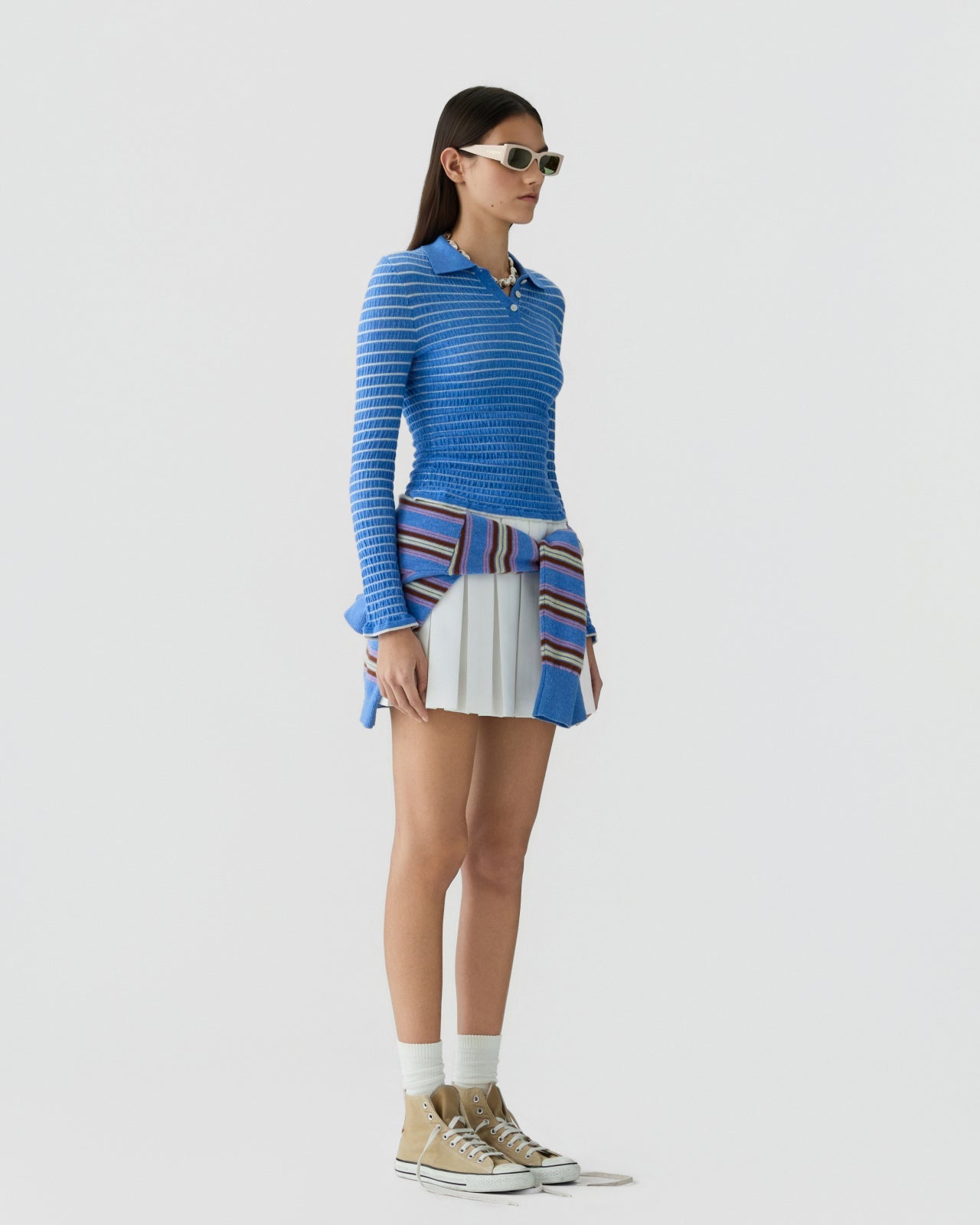 Smocked Long Sleeve Shrunken Polo - Guest In Residence