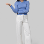 Smocked Long Sleeve Shrunken Polo - Guest In Residence