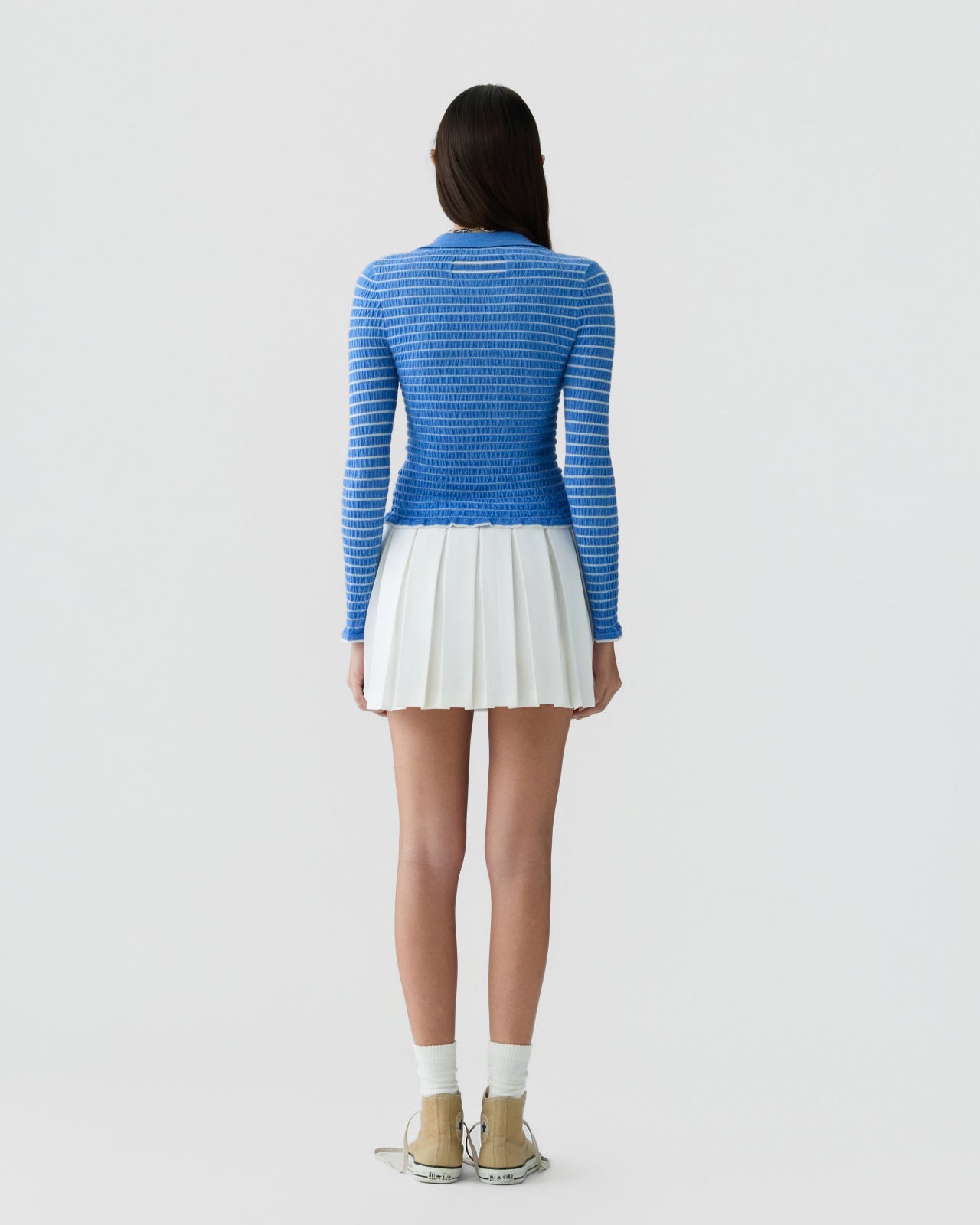 Smocked Long Sleeve Shrunken Polo - Guest In Residence