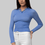 Smocked Long Sleeve Shrunken Polo - Guest In Residence