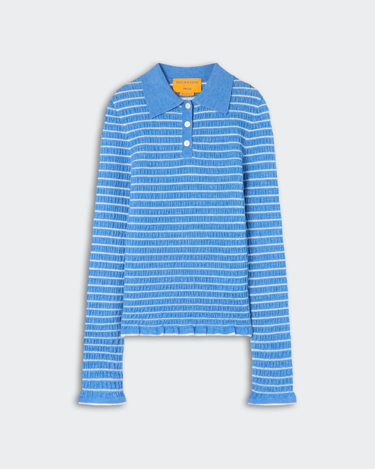 Smocked Long Sleeve Shrunken Polo - Guest In Residence