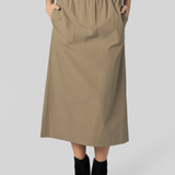 Straight Slit Beige Skirt - Gauchere