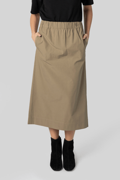 Straight Slit Beige Skirt - Gauchere