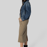 Straight Slit Beige Skirt - Gauchere