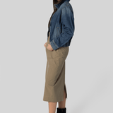 Straight Slit Beige Skirt - Gauchere