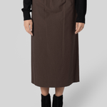 Straight Slit Brown Skirt - Gauchere