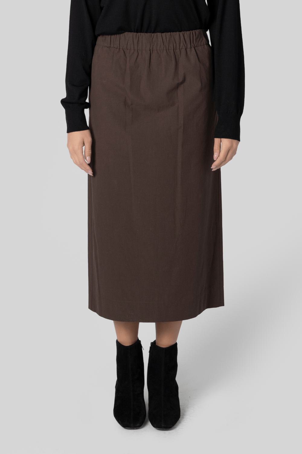 Straight Slit Brown Skirt - Gauchere