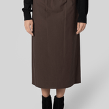 Straight Slit Brown Skirt - Gauchere