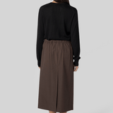 Straight Slit Brown Skirt - Gauchere