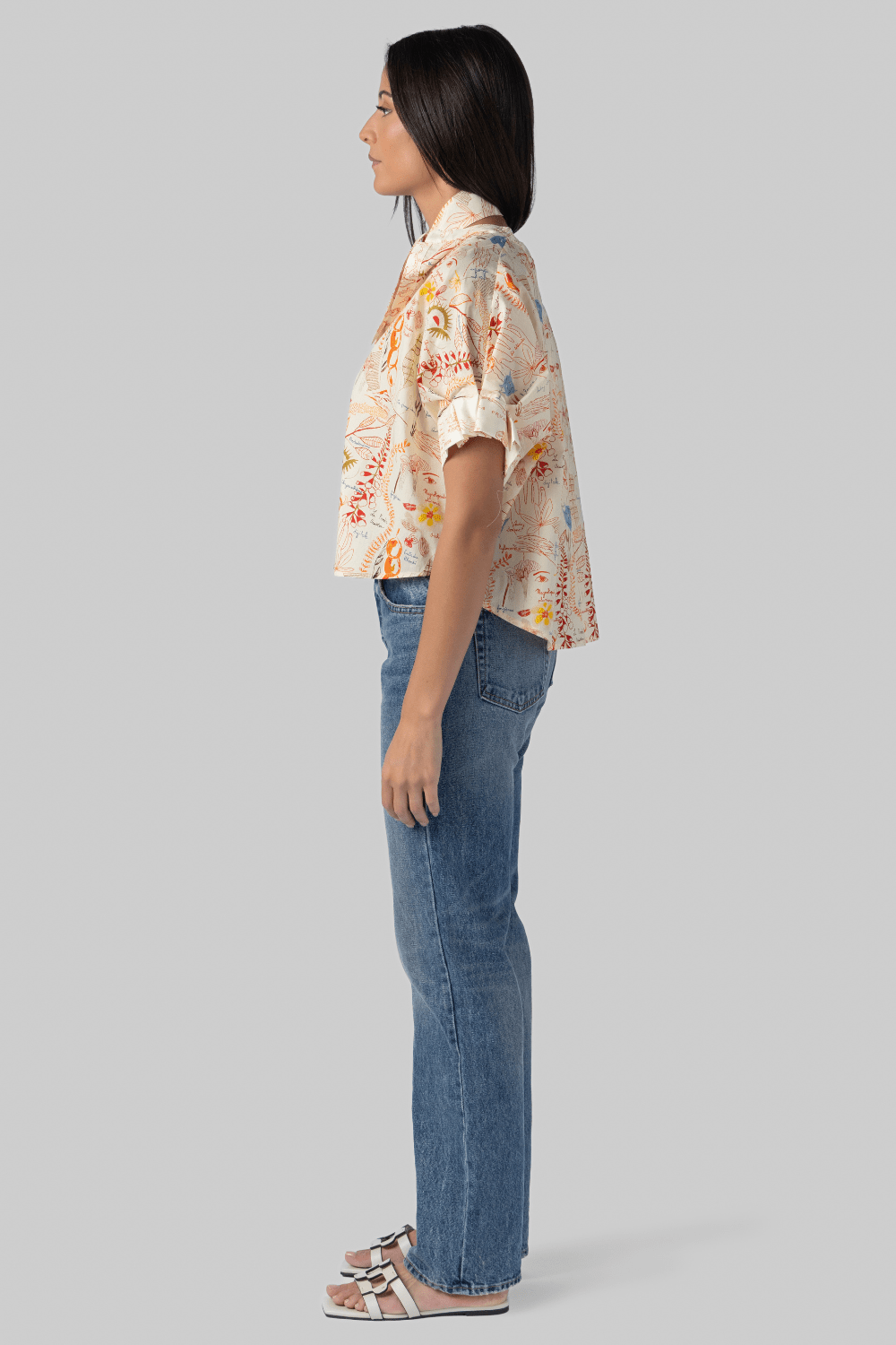 Sultana Shirt - Mix Floral Orange/Blue - La Prestic Ouiston