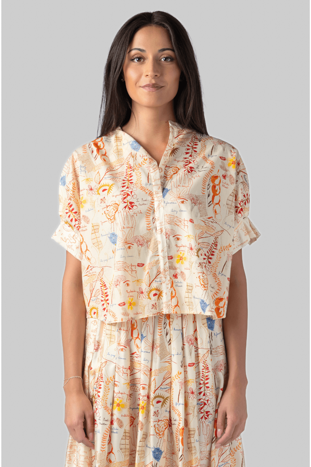 Sultana Shirt - Mix Floral Orange/Blue - La Prestic Ouiston